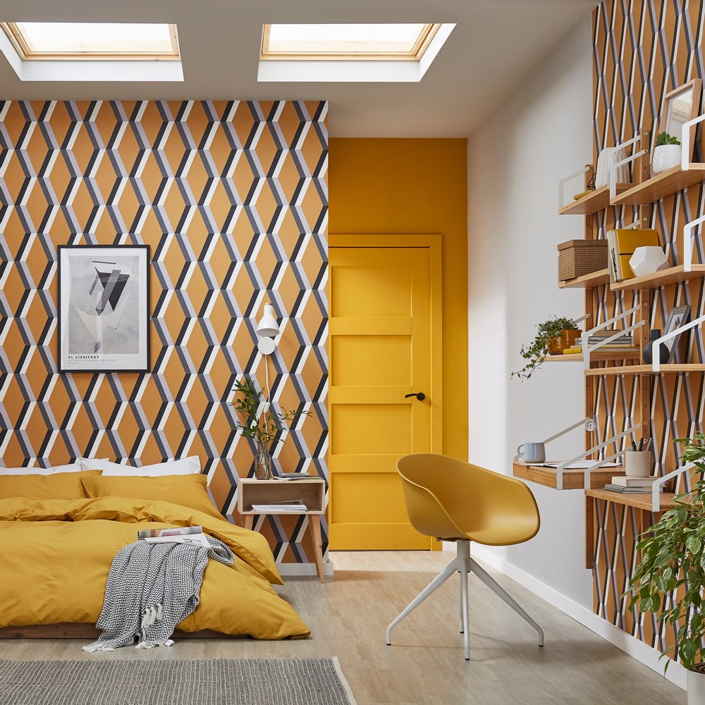 Cirque Wallpaper 113948 by Graham & Brown in Sunshine Yellow